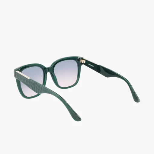 Lacoste Sonnenbrillen>Damen Sonnenbrille Rechteckig Aus Acetat Mit Croco-Haut Green 300