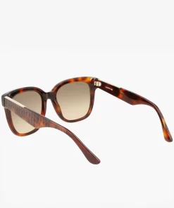 Lacoste Sonnenbrillen>Damen Sonnenbrille Rechteckig Aus Acetat Mit Croco-Haut Matte Havana 230