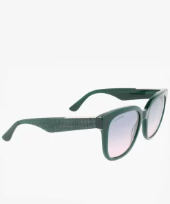 Lacoste Sonnenbrillen>Damen Sonnenbrille Rechteckig Aus Acetat Mit Croco-Haut Green 300