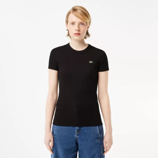 Lacoste T-Shirts>Damen T-Shirt Aus Bio-Baumwolle Schwarz 031