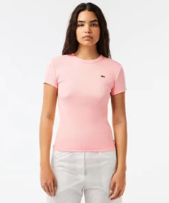 Lacoste T-Shirts>Damen T-Shirt Aus Bio-Baumwolle Rosa Sfi