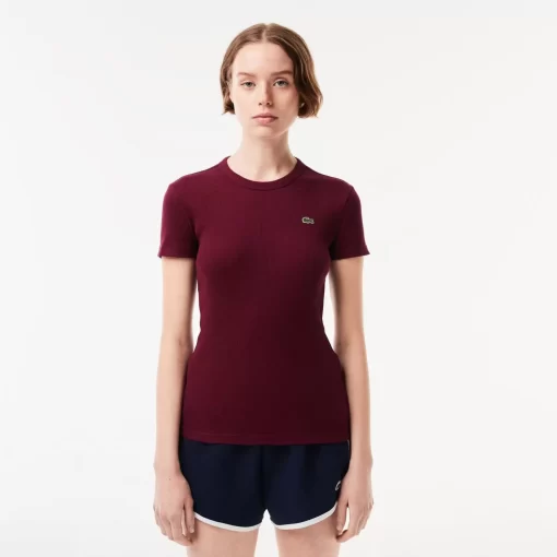 Lacoste T-Shirts>Damen T-Shirt Aus Bio-Baumwolle Burgunder Yup