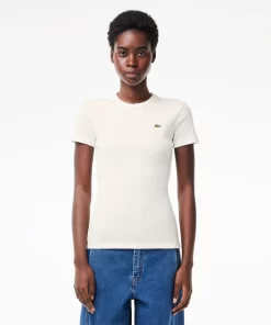 Lacoste T-Shirts>Damen T-Shirt Aus Bio-Baumwolle Weis 70V