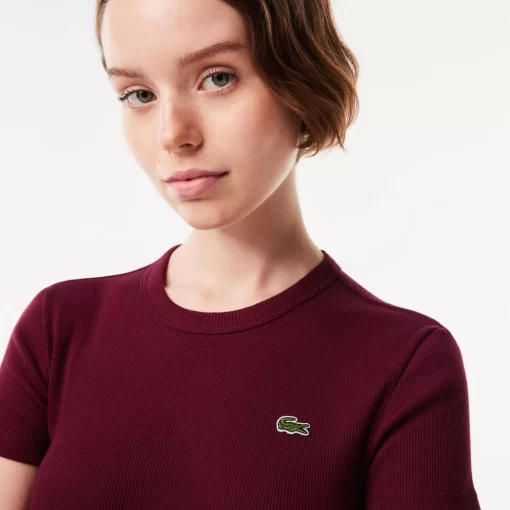 Lacoste T-Shirts>Damen T-Shirt Aus Bio-Baumwolle Burgunder Yup