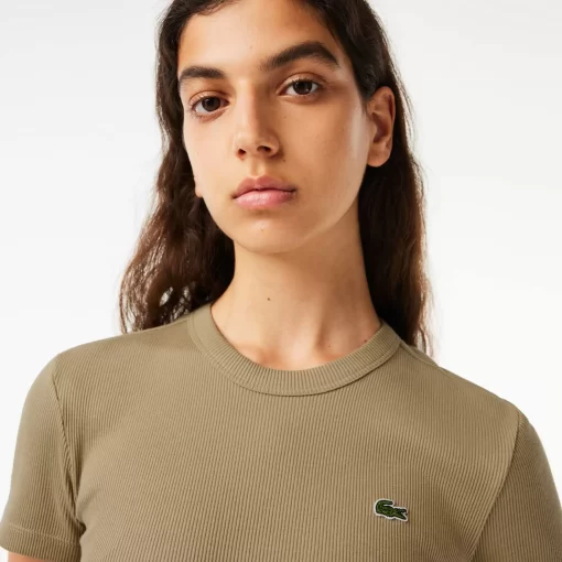 Lacoste T-Shirts>Damen T-Shirt Aus Bio-Baumwolle Beige Cb8