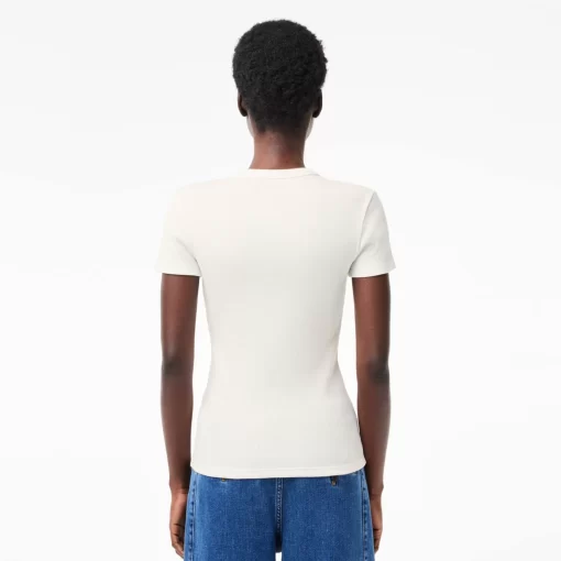 Lacoste T-Shirts>Damen T-Shirt Aus Bio-Baumwolle Weis 70V