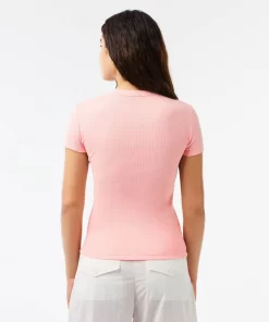 Lacoste T-Shirts>Damen T-Shirt Aus Bio-Baumwolle Rosa Sfi