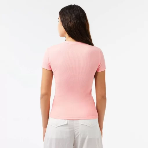 Lacoste T-Shirts>Damen T-Shirt Aus Bio-Baumwolle Rosa Sfi