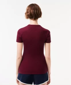 Lacoste T-Shirts>Damen T-Shirt Aus Bio-Baumwolle Burgunder Yup