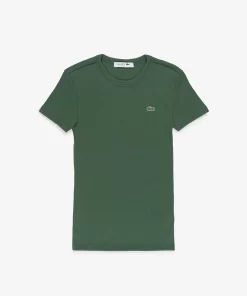 Lacoste T-Shirts>Damen T-Shirt Aus Bio-Baumwolle Dunkelgrun Smi