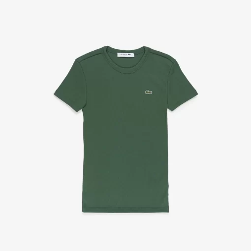 Lacoste T-Shirts>Damen T-Shirt Aus Bio-Baumwolle Dunkelgrun Smi