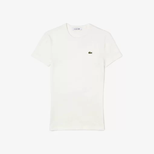 Lacoste T-Shirts>Damen T-Shirt Aus Bio-Baumwolle Weis 70V