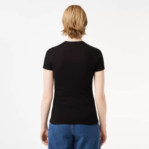 Lacoste T-Shirts>Damen T-Shirt Aus Bio-Baumwolle Schwarz 031