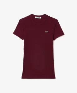 Lacoste T-Shirts>Damen T-Shirt Aus Bio-Baumwolle Burgunder Yup