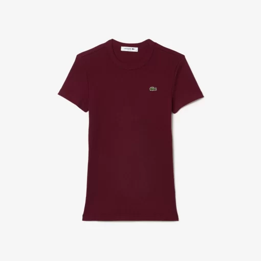 Lacoste T-Shirts>Damen T-Shirt Aus Bio-Baumwolle Burgunder Yup