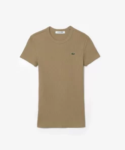 Lacoste T-Shirts>Damen T-Shirt Aus Bio-Baumwolle Beige Cb8