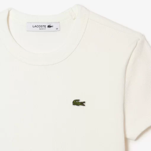 Lacoste T-Shirts>Damen T-Shirt Aus Bio-Baumwolle Weis 70V