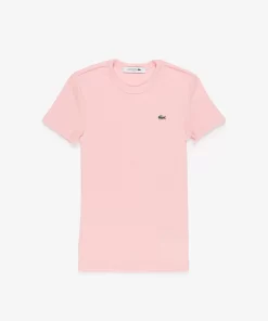 Lacoste T-Shirts>Damen T-Shirt Aus Bio-Baumwolle Rosa Sfi