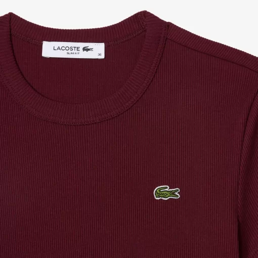 Lacoste T-Shirts>Damen T-Shirt Aus Bio-Baumwolle Burgunder Yup