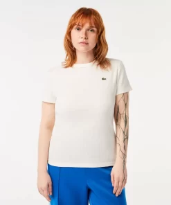 Lacoste T-Shirts>Damen T-Shirt Aus Bio-Baumwolle Weis 70V