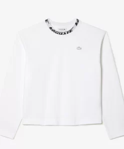 Lacoste T-Shirts>Damen T-Shirt Mit Logo Weis 001