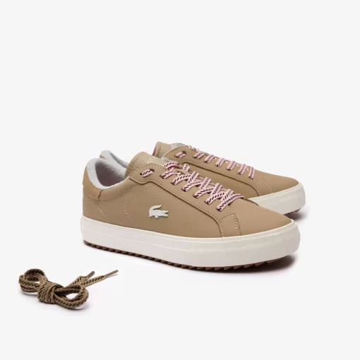 Lacoste Outdoor>Damen Winter-Outdoor-Sneakers Powercourt Aus Leder Lt Brw/Off Wht Bw7