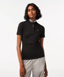 Lacoste Poloshirts>Damen- Poloshirt Aus Jacquard Schwarz 031