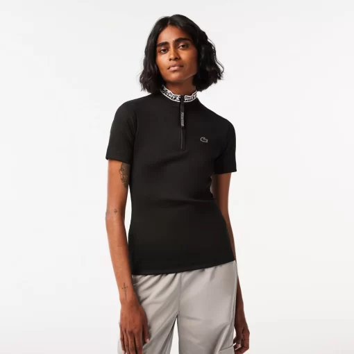 Lacoste Poloshirts>Damen- Poloshirt Aus Jacquard Schwarz 031