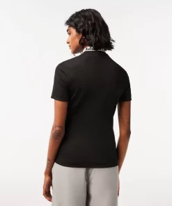 Lacoste Poloshirts>Damen- Poloshirt Aus Jacquard Schwarz 031