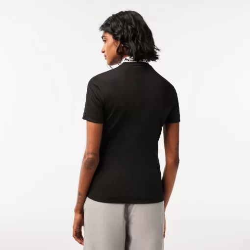 Lacoste Poloshirts>Damen- Poloshirt Aus Jacquard Schwarz 031