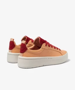 Lacoste Sneakers>Damen-Plateau-Sneakers Carnaby Aus Leder Lt Org/Off Wht Amx