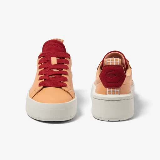 Lacoste Sneakers>Damen-Plateau-Sneakers Carnaby Aus Leder Lt Org/Off Wht Amx