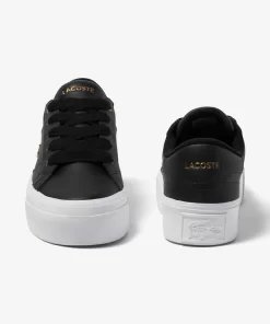 Lacoste Sneakers>Damen-Plateau-Sneakers Ziane Aus Leder Black White 312