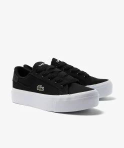 Lacoste Sneakers>Damen-Plateau-Sneakers Ziane Aus Textil Black White 312