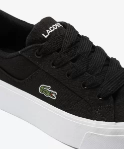 Lacoste Sneakers>Damen-Plateau-Sneakers Ziane Aus Textil Black White 312