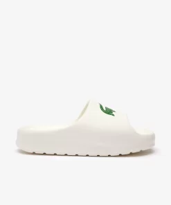 Lacoste Flip-Flops & Sandalen>Damen-Schlappen Serve Slide 2.0 Off Wht/Dk Grn 1Y5