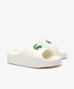 Lacoste Flip-Flops & Sandalen>Damen-Schlappen Serve Slide 2.0 Off Wht/Dk Grn 1Y5