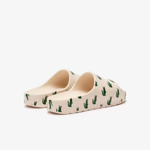 Lacoste Flip-Flops & Sandalen>Damen-Schlappen Serve Slide 2.0 Mit Colourpop Off Wht/Dk Grn 1Y5