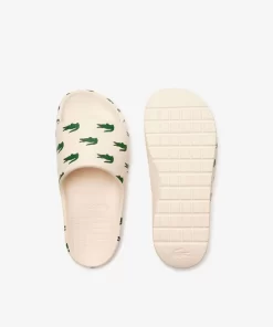 Lacoste Flip-Flops & Sandalen>Damen-Schlappen Serve Slide 2.0 Mit Colourpop Off Wht/Dk Grn 1Y5