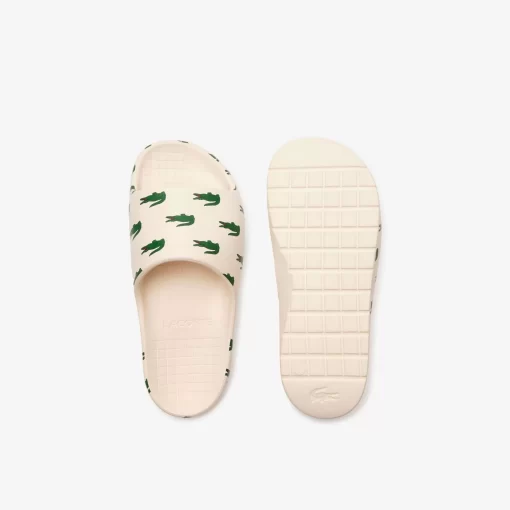 Lacoste Flip-Flops & Sandalen>Damen-Schlappen Serve Slide 2.0 Mit Colourpop Off Wht/Dk Grn 1Y5