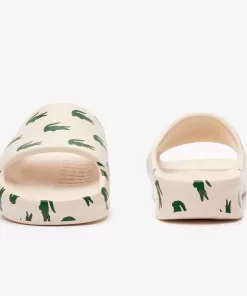 Lacoste Flip-Flops & Sandalen>Damen-Schlappen Serve Slide 2.0 Mit Colourpop Off Wht/Dk Grn 1Y5