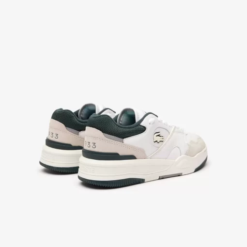 Lacoste Sneakers>Damen-Sneaker Lineshot Aus Leder Mit Mesh-Schuhkragen White/Dark Green 1R5