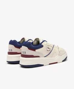 Lacoste Sneakers>Damen-Sneaker Lineshot Aus Leder Mit Mesh-Schuhkragen Off White/Navy Wn1