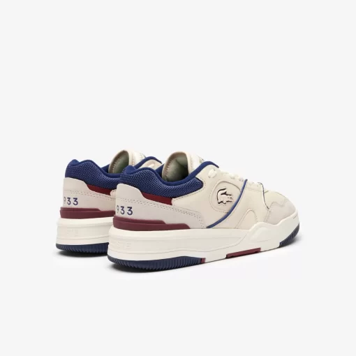 Lacoste Sneakers>Damen-Sneaker Lineshot Aus Leder Mit Mesh-Schuhkragen Off White/Navy Wn1