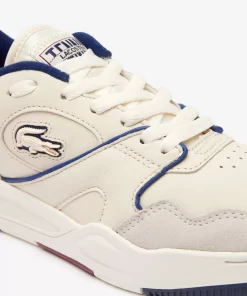 Lacoste Sneakers>Damen-Sneaker Lineshot Aus Leder Mit Mesh-Schuhkragen Off White/Navy Wn1