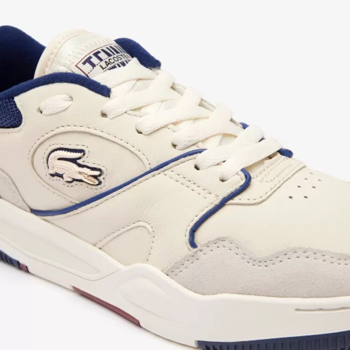 Lacoste Sneakers>Damen-Sneaker Lineshot Aus Leder Mit Mesh-Schuhkragen Off White/Navy Wn1