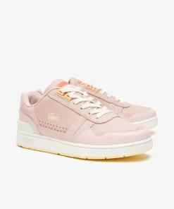 Lacoste Sneakers>Damen-Sneakers T-Clip Aus Leder Mit Gummisohle Lt Pnk/Lt Ylw Amy