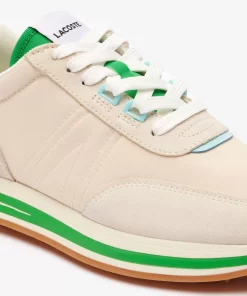 Lacoste Sneakers>Damen-Sneakers L-Spin Aus Leder Und Textil Off Wht/Grn Wg1