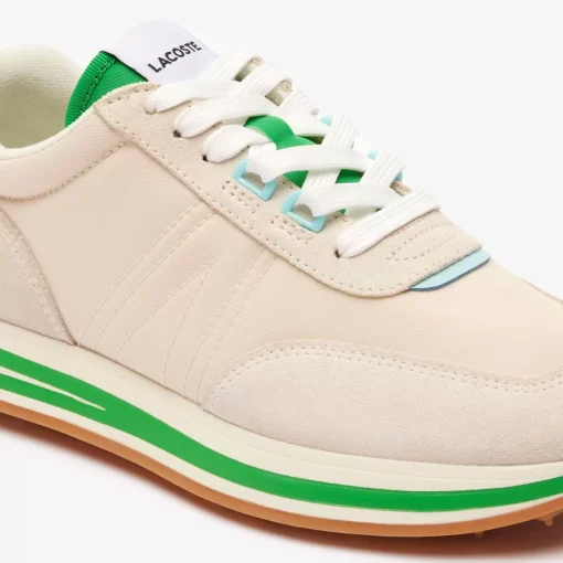 Lacoste Sneakers>Damen-Sneakers L-Spin Aus Leder Und Textil Off Wht/Grn Wg1