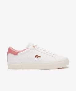 Lacoste Sneakers>Damen-Sneakers Powercourt Aus Leder White/Light Pink 1Y9